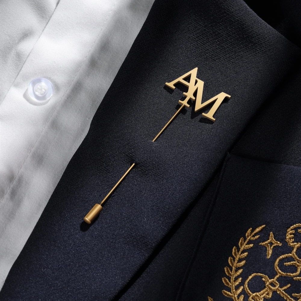 Tuxedo Lapel Pin - Aangepaste initialen broche mannen roestvrijstalen sieraden