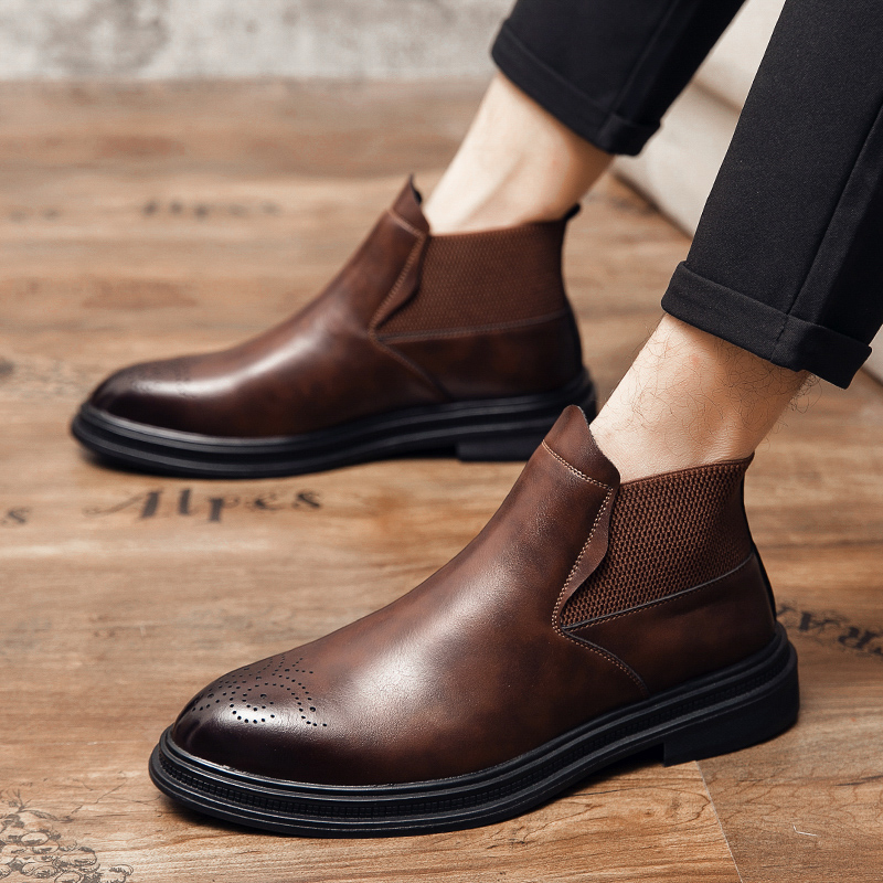 Hoge leren schoenen zijn veelz - Men Formal Wear With Boots recensie en prijs